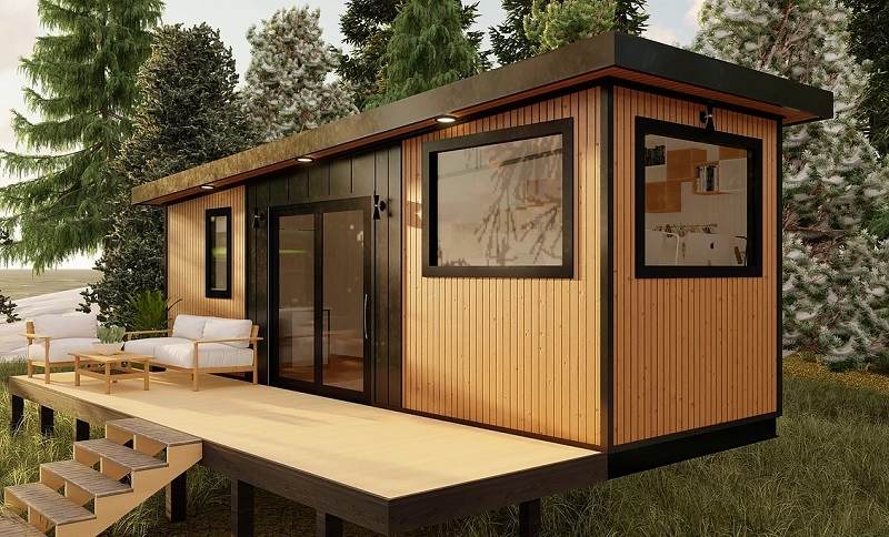 Tiny House Office, bureau mobile en bois de plain-pied